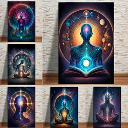 Vintage Meditation Spiritual Peace Zen Universe Yin Yang Yoga Art Posters Canvas Painting Wall Prints Pictures Room Home Decor