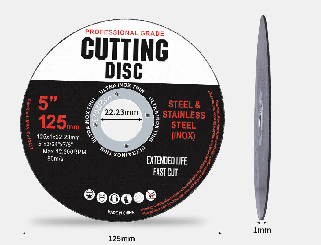 50pcs Professional Metal Cutting Discs 1mm Thin 5" 125mm Angle Grinder Disc Steel