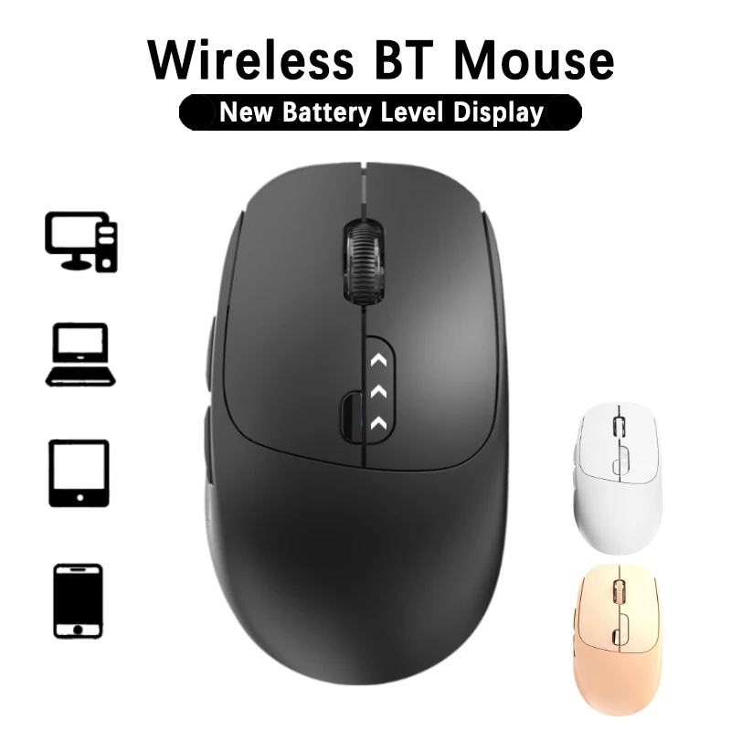Wireless Mouse with USB Receiver Ergonomic Design Rechargeable Mouse with Power Display for Macbooks Laptops Windows PC