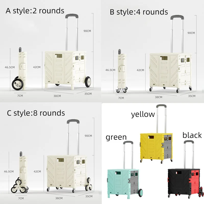 Portable Shopping Cart Supermarket Folding Shopping Cart Multifunctional Portable Food Basket Trolley Cart Household Trolley Car