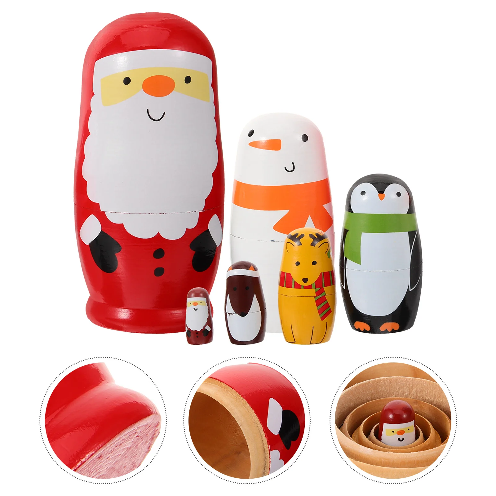 

6 Pcs Toy Russian Stacking Toys Dolls Indoor Aldult Nesting Wooden Bamboo Child