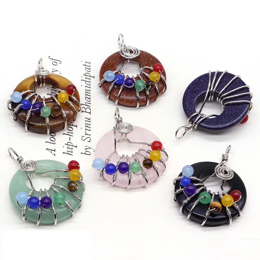 

7 Chakras Natural Gem Stone Beads Pendant Women Yoga Healing Crystal Necklace Balancing Maxi Gemstone Choker Femme Jewelry Set