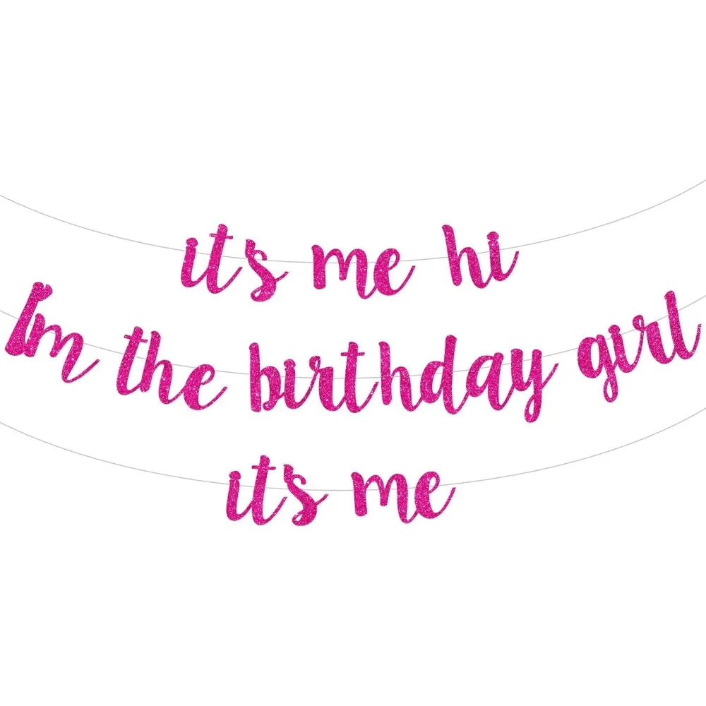 

Cheereveal It's Me Hi I'm The Birthday Girl It's Me Banner Hot Pink Birthday Decorations for Girls Party Supplies