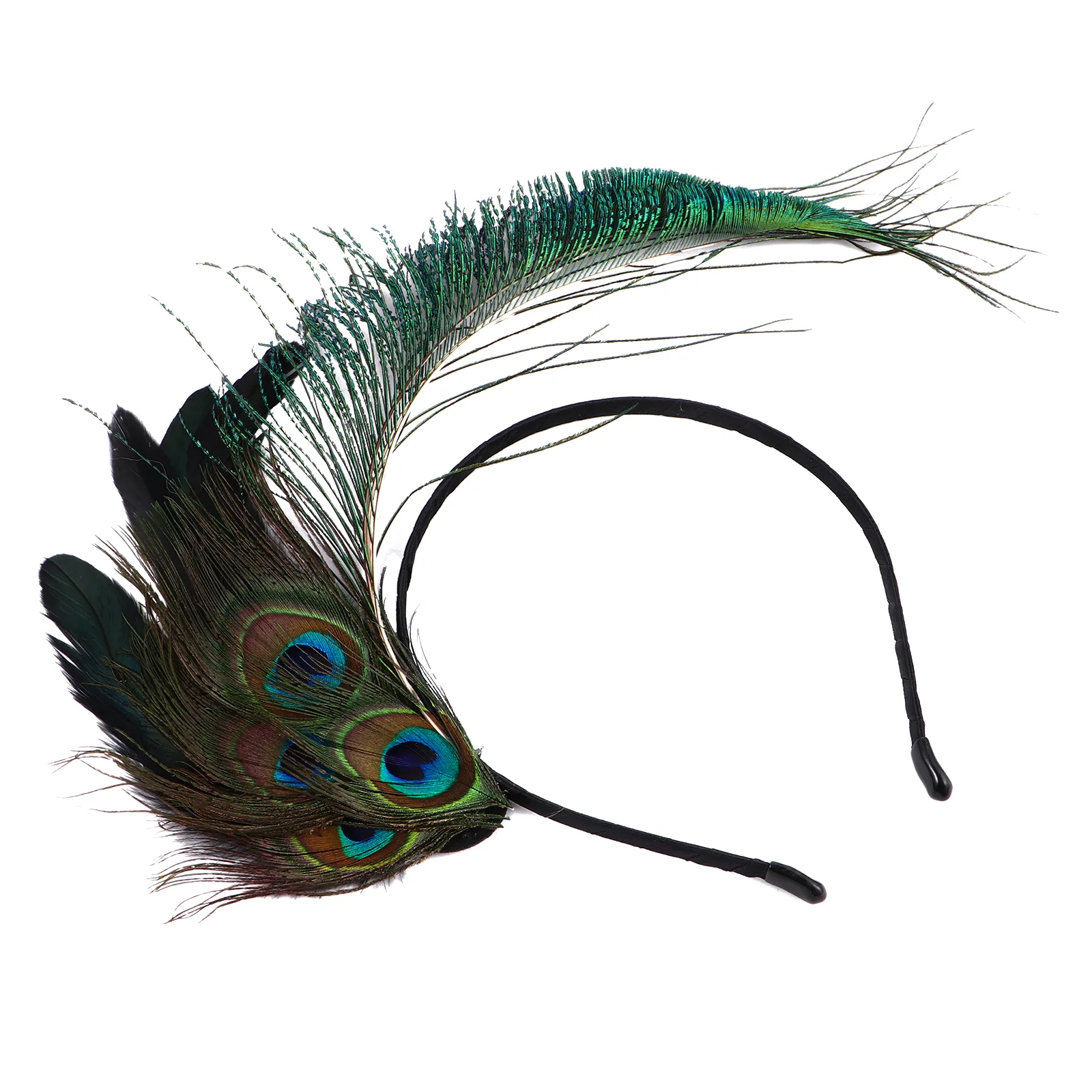 Peacock Feather Headband Indian Headdress Cosplay Sequin Hat Rhinestones Headwear Party Stage Hair Miss Women's Headbands