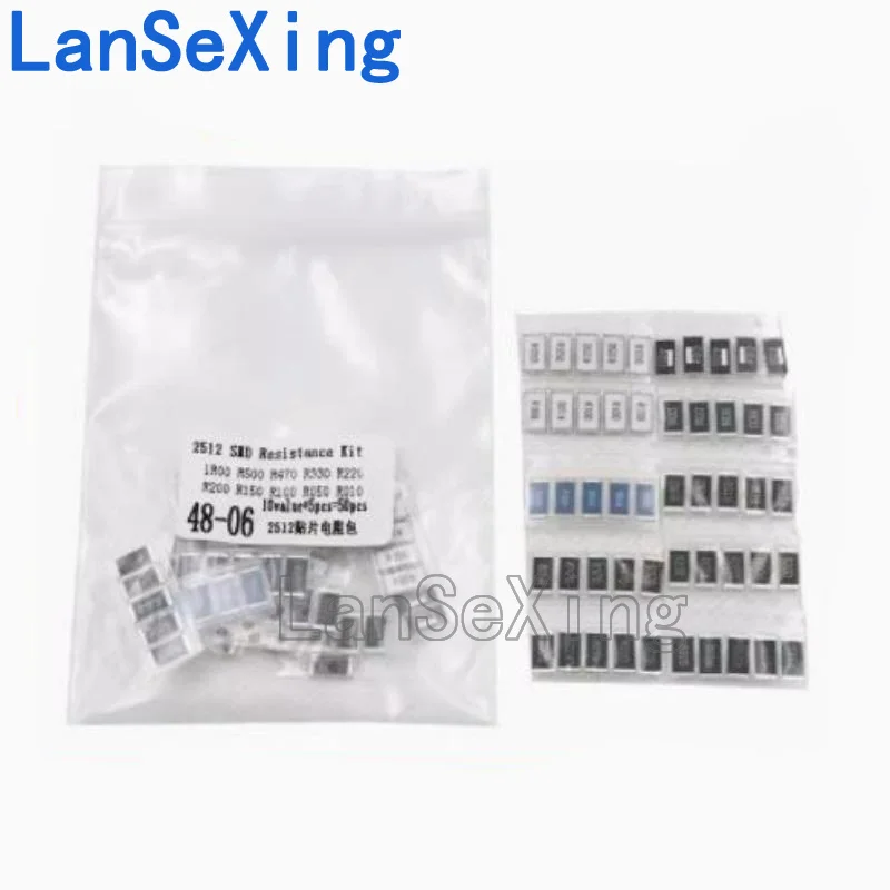 Pack de résistances SMD 2512 à faible résistance, 0,01 R ~ 1R, précision de 1%, mélangé à 10 types, chacun avec 5 pièces de R330, R470R220