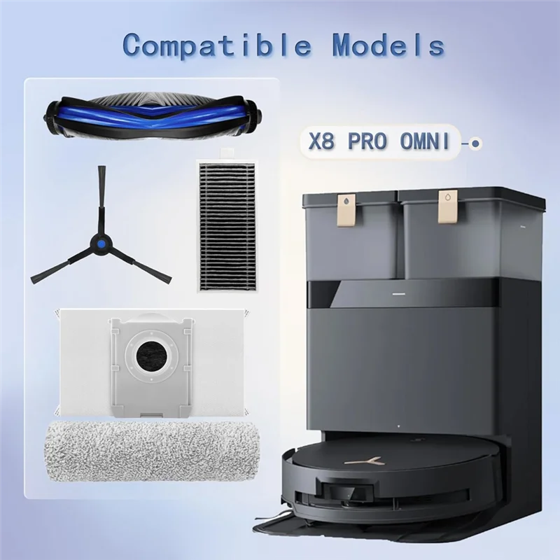 

UN-Replacement Accessories Kit For ECOVACS DEEBOT X8 PRO OMNI Robot Vacuum Cleaner Main Side Brush Hepa Filters Mop Bags