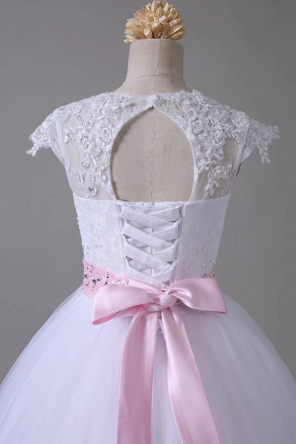 Abiti da ragazza di fiori per matrimoni abito da ballo Appliques di Tulle fiocco di perline lunghi abiti da prima comunione per bambina bambini piccoli