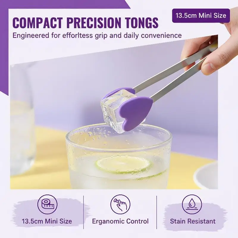 Mini Creative Silicone Food Tongs For Kitchen Accessories, Perfect For Bread, Grilling, And Snacks.