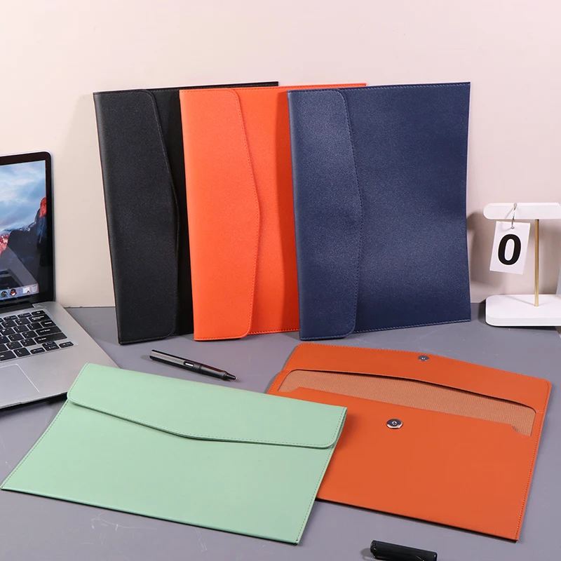 1 Piece A4 Document Bag Leather File Folder Data Package Fashion Briefcase Data Contract Bill File Bag School Office Supplies