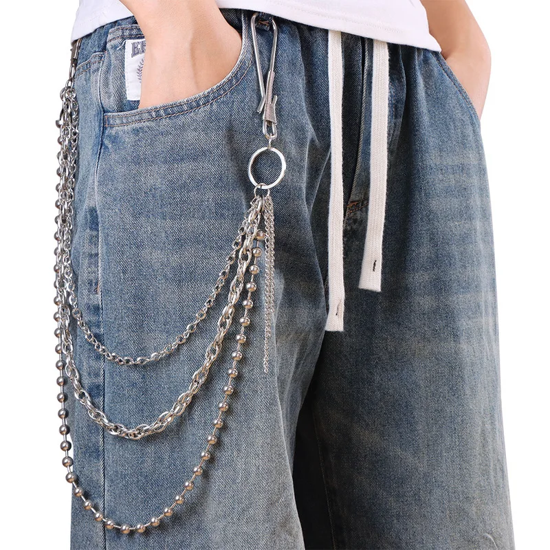 Multi‑Layer Mixed Bead Metal Pants Chain Unisex Waist Chain Hip‑Hop Punk Style Jeans Hanging Decoration Street Daily Accessory