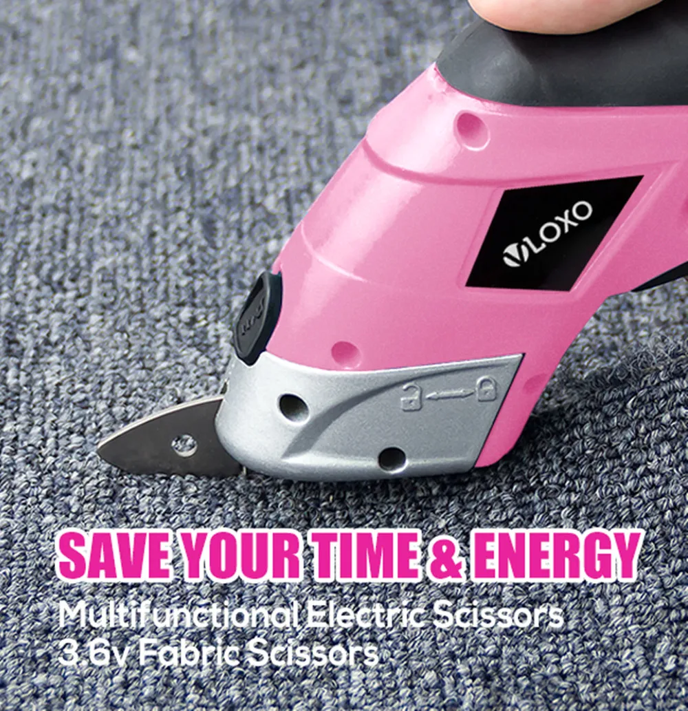 Forbici elettriche a batteria professionali in acciaio inossidabile senza sforzo per tessuti, tessuti, pelle