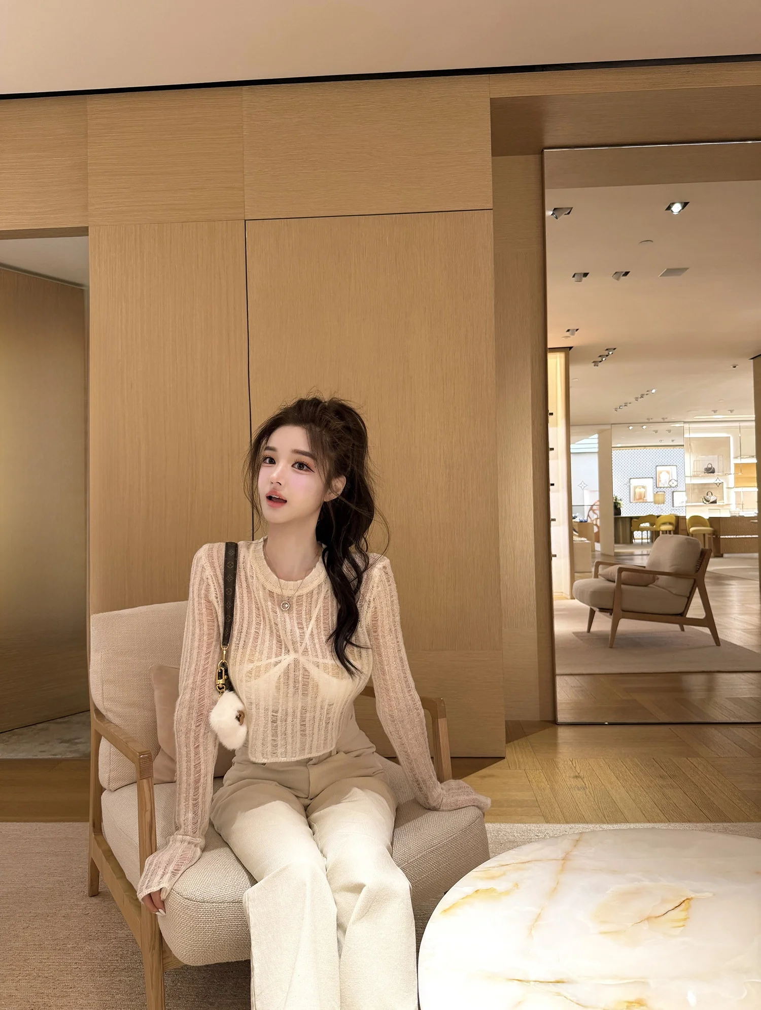 

Двухцветный вязаный топ из смесовой шерсти Viola Ambiguous Diary Series Killer, 5% кашемир, 5% шерсть, красивая женская вязаная одежда