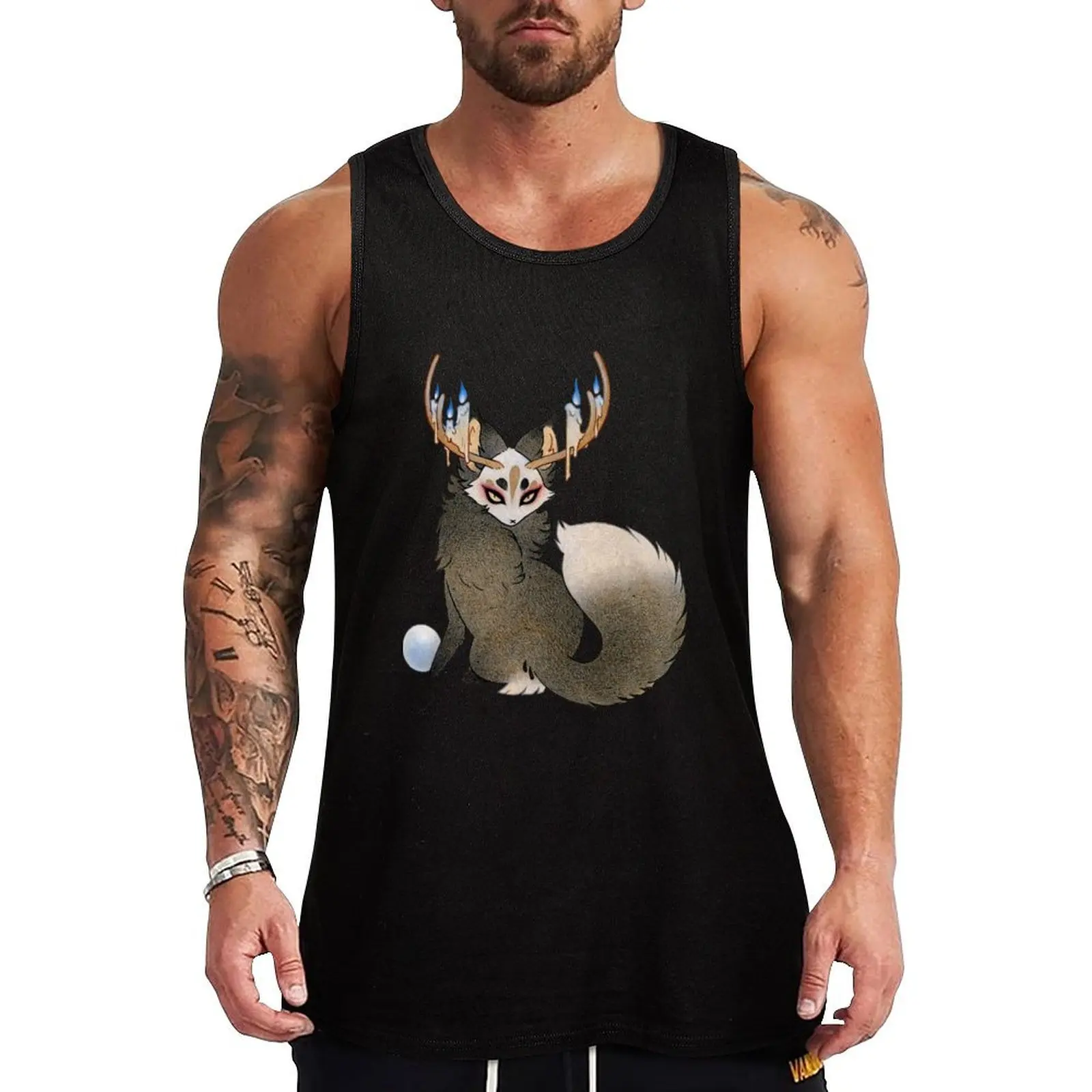 

Forest Sentinel - TeaKitsune Fox Yokai Tank Top man vest T-shirt for fitness sleeveless man shirts