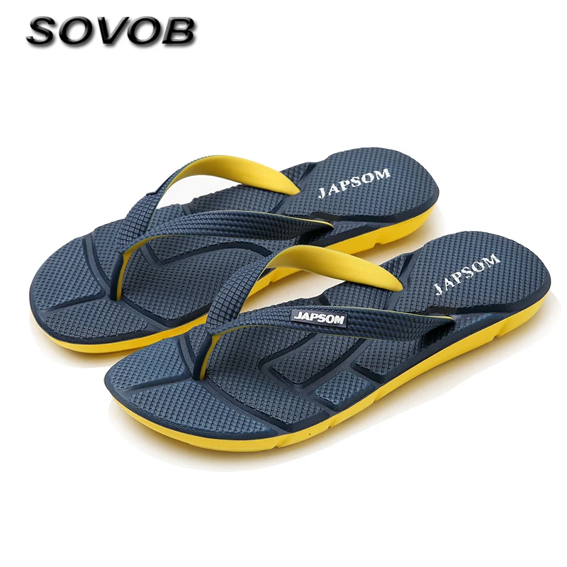 

Hot Selling Blue Summer Flip-Flops For Men Plus Size 39-48 Comfort Massage Men's Slippers Non-Slip Flat Bathroom Slippers Male