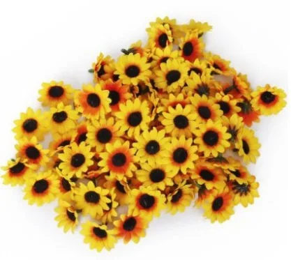 100-500Pcs Artifical Sunflower Silk Flower Head 3.5-4cm Yellow Black Core daisy DIY Handmade arts for Christmas Birthday Gifts