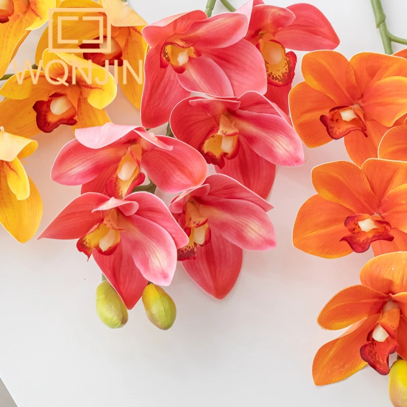 1 Pieza de Alta Calidad, Simulación de Flor de Huilan de 6 Cabezas, Decoración para Sala de Estar, Mesa de Comedor, Decoración de Piso, Accesorios de Fotografía