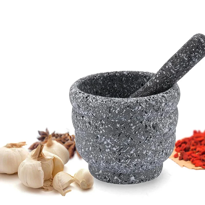 Manual Mashing Medicine Pot Household Grinder Pressing Garlic Mashed Garlic Mashing Pot Jujube Wood Pounding Garlic Stone Mortar