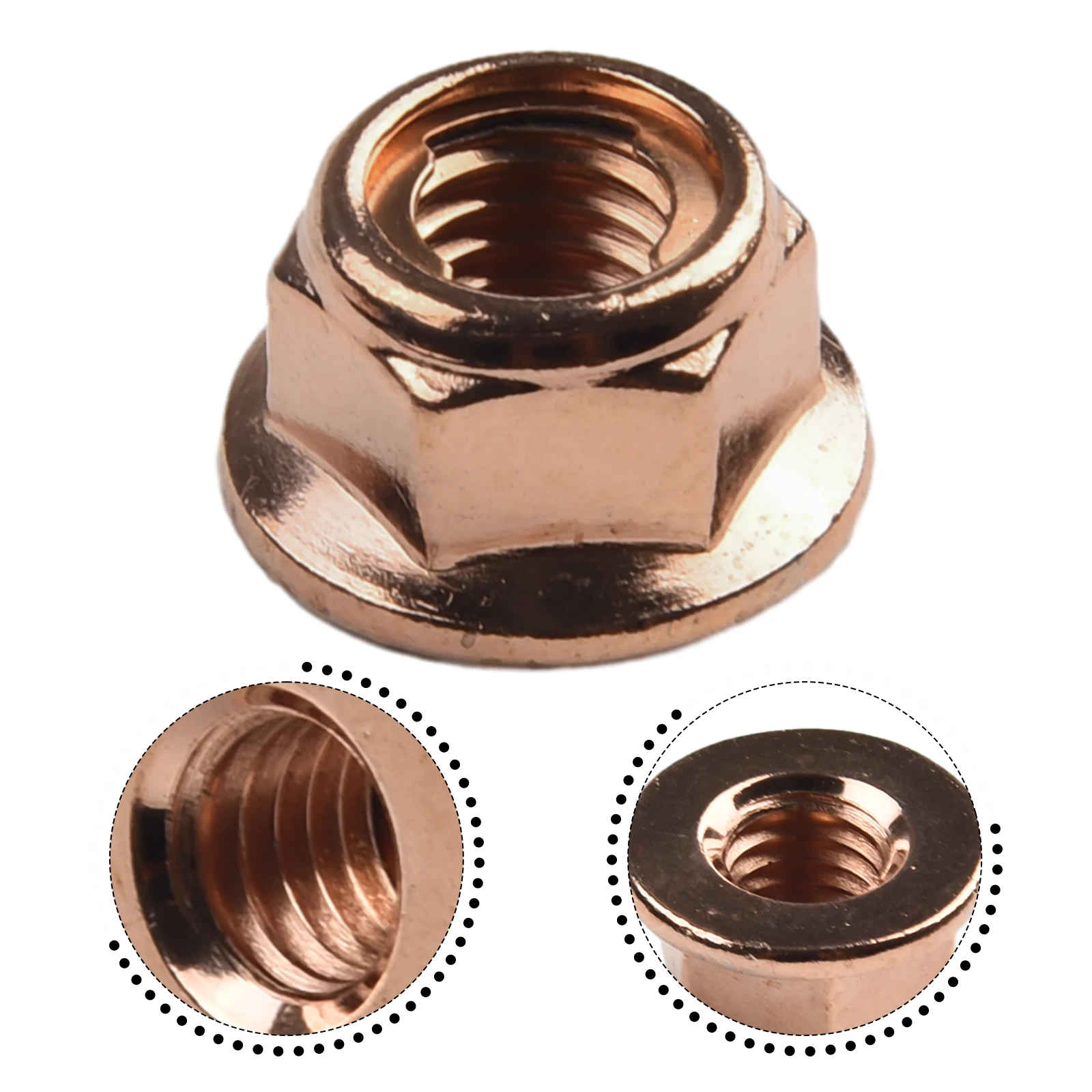 50pcs Copper Exhaust Nuts M8 SW13 Copper-plated Head Stud Lock Nuts Copper Bolt Screw Bolt Screw Turbo Exhaust Stud Hex