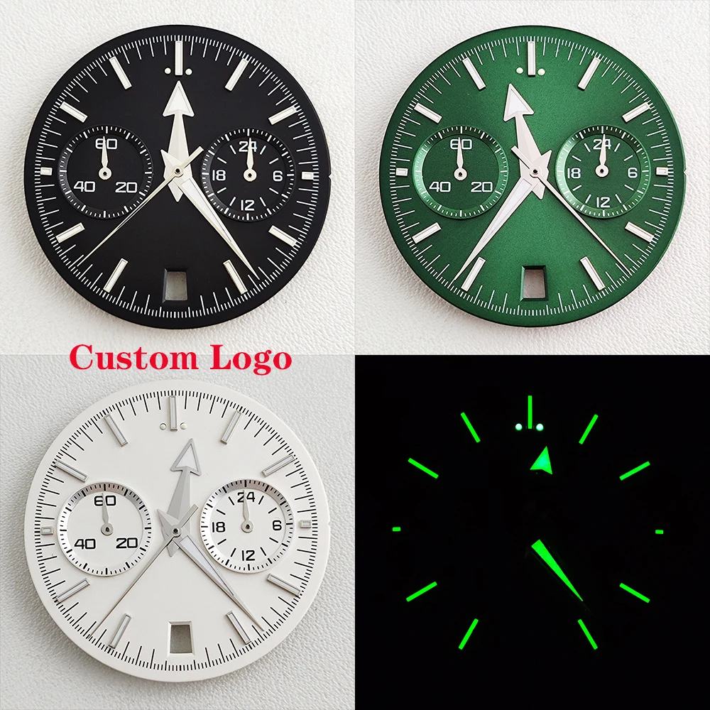 

VK64 Dial quartz movement parts replacement 32.5MM diameter dial green glowing watch parts customized watch logo