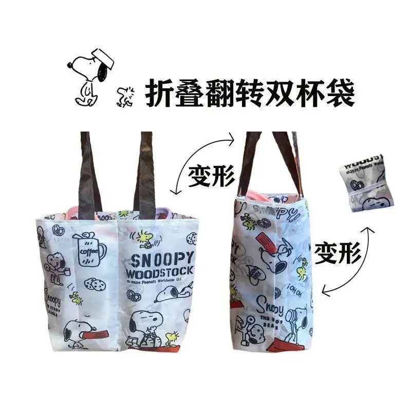 20x24cm Japanische Snoopy-Accessoires Niedlicher Hund Klappbarer Wasserbecher-Überzug Doppelbecher-Tasche Cartoon Thermosbecher-Aufbewahrungstasche – Detail 5