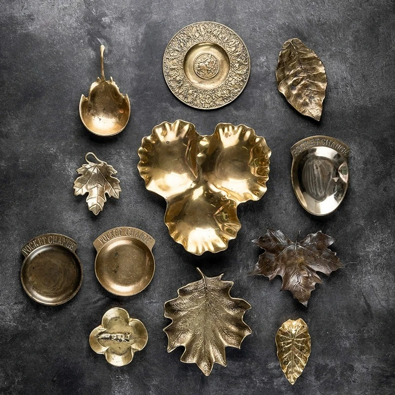 2.20  European Antique Brass Plate Decorative Ornaments Home Tray Decoration Soft Furnishings One Only