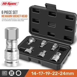 Hi-Spec Chromium Vanadium Steel Hexagon Socket Electric Wrench Special Hexagonal Socket Large H14-17-19-22-24 Screwdriver Set