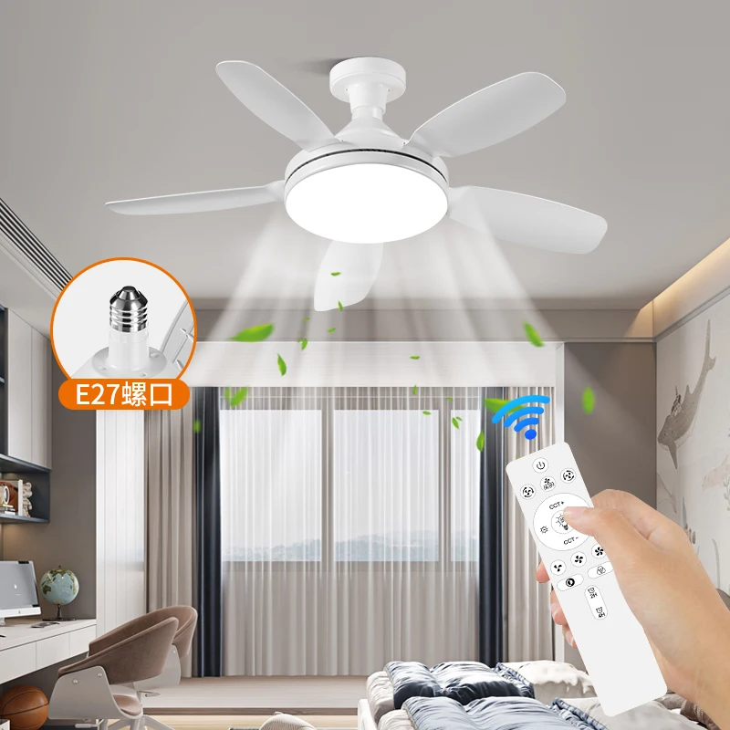 32 Zoll Moderner LED 60W Niedrigprofil-Deckenventilator mit DC-Motor 35W und Fernbedienung, Einfacher Deckenventilator mit Licht, Heimventilator 110-220V