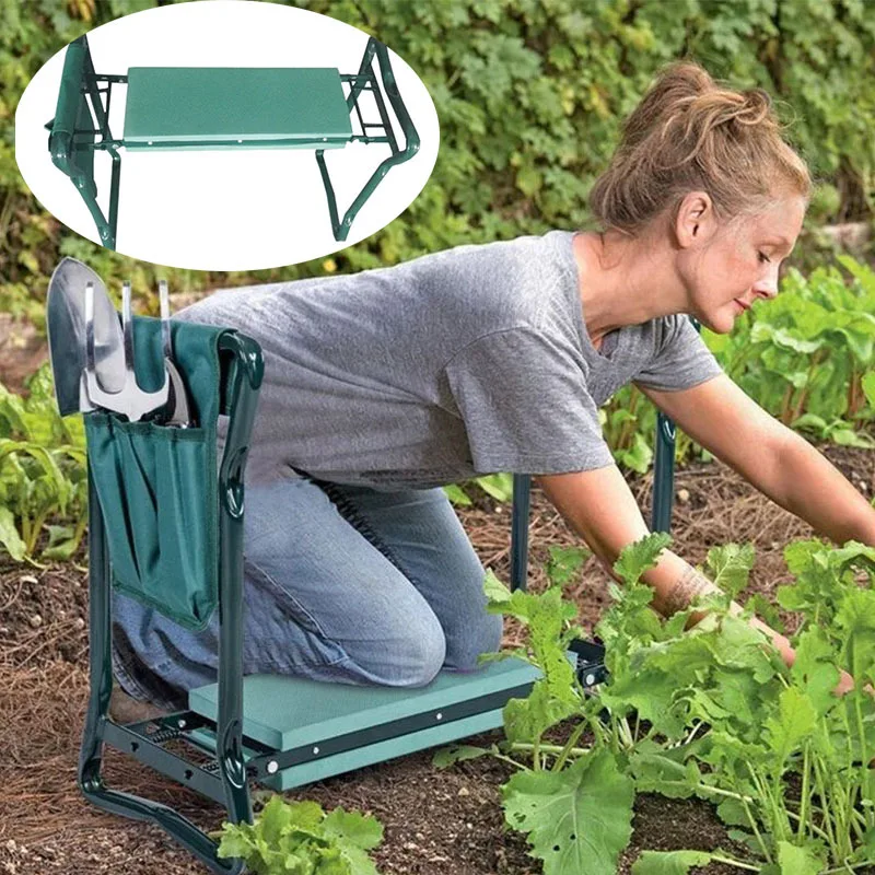 

Garden Kneeler Thicken Seat Pad Portable Folding Kneeling Stool Oxford Storage Bag Indoor Outdoor For Gardening Vegetables Pick