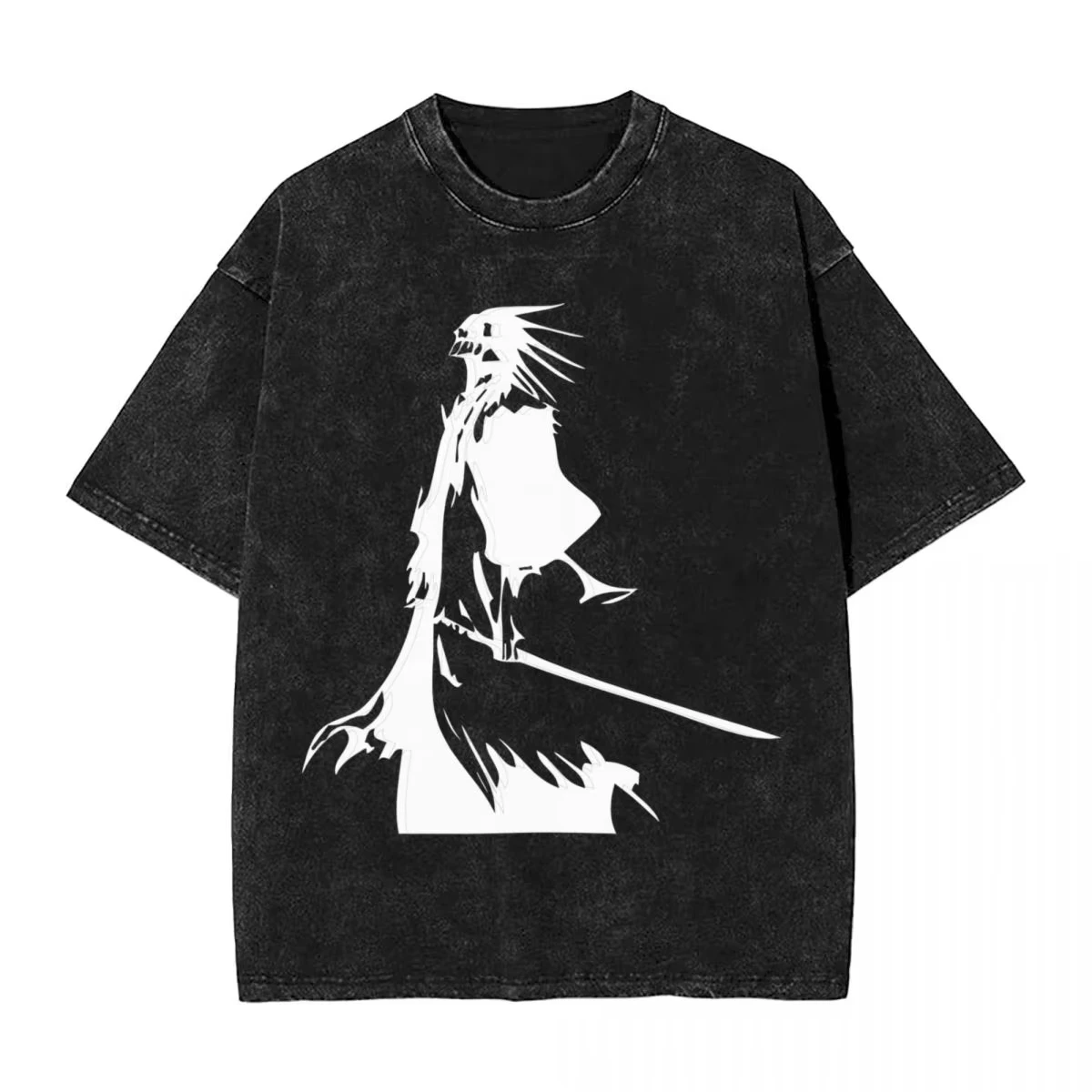 Bleach Zaraki Kenpachi T-shirt Unisex Men Women Cotton Graphic Printed Short Sleeve Vintage Washed Oversized Streetwear Top
