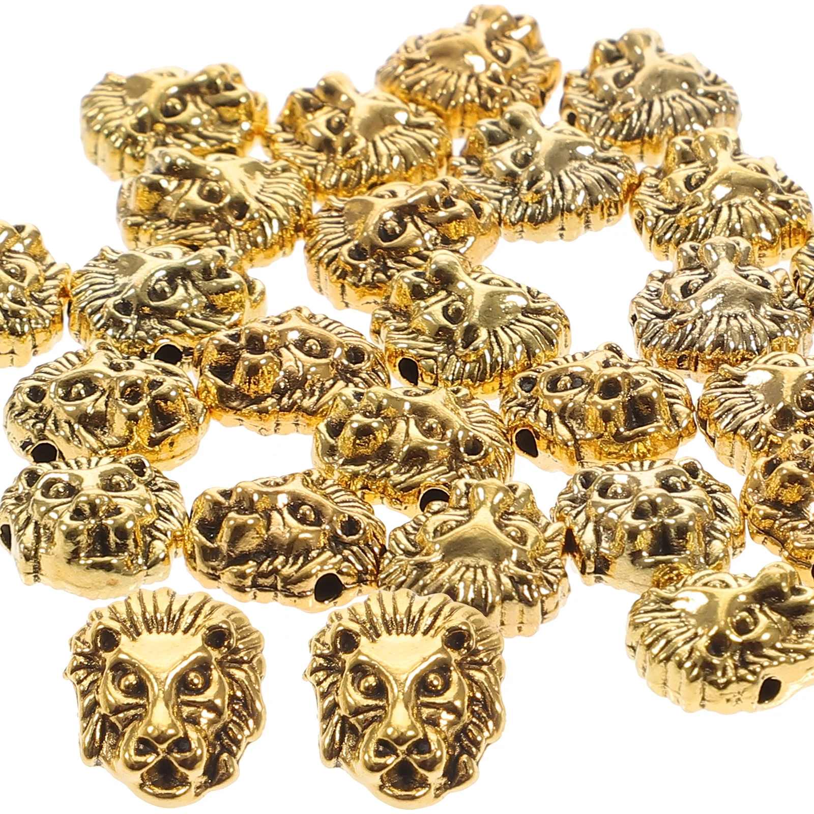 

30Pcs Alloy Loose Lion Beads DIY Jewelry Making Creative Design for Necklace Bracelet Earrings Hair Ties Metal Beads