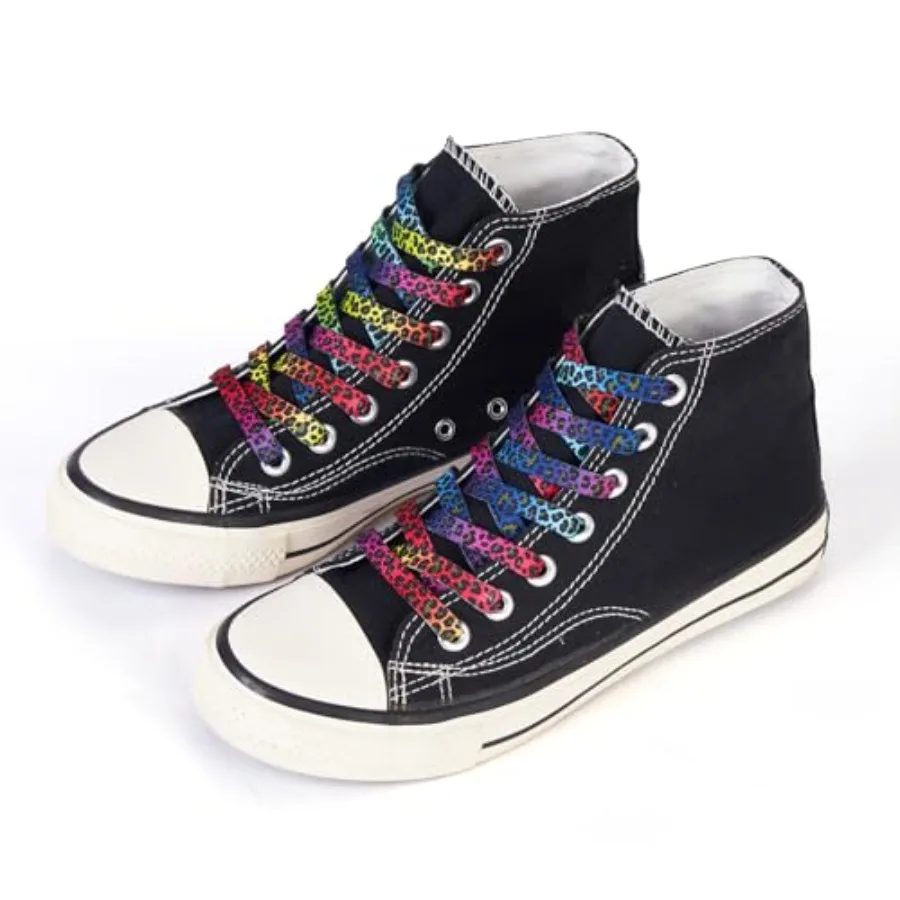 1 P 55 In Leopard Print Raiow رقيقة مسطحة للأحذية الرياضية سلاسل الأحذية الملونة للأحذية الرياضية الدائري وأحذية المدربين الرياضية Lei #6