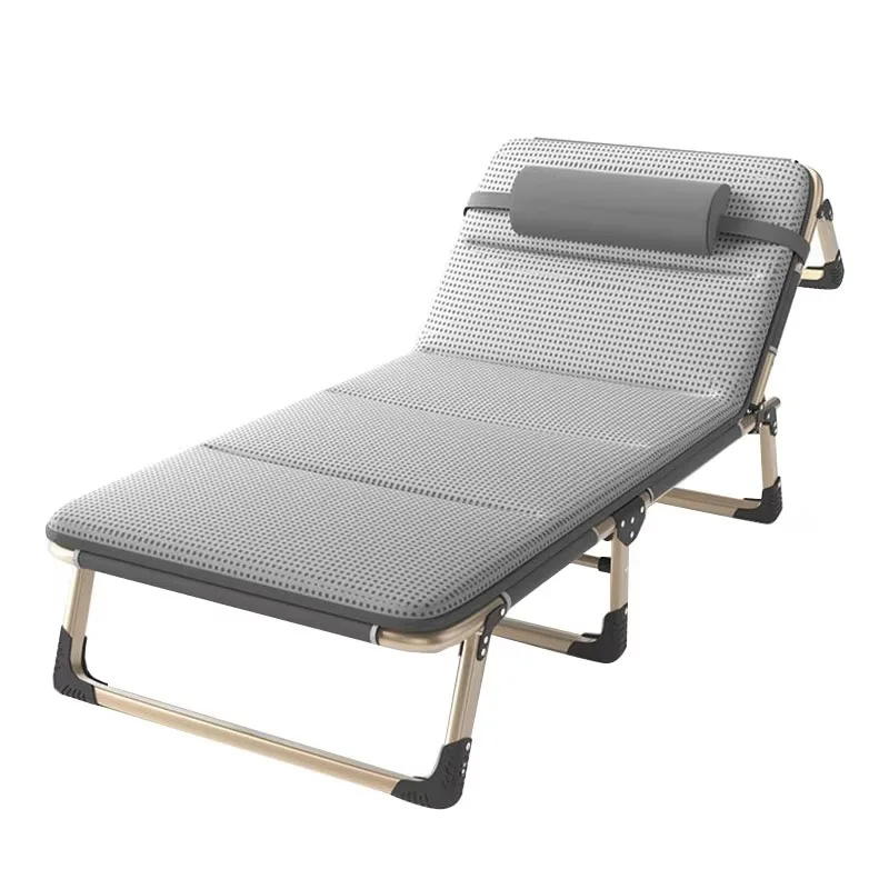 Cheap Wholesale Metal Folding Single Bed Modern Office Portable Bed for Lunch Adjustable Chair Mattress Bed for Camping Outdoor