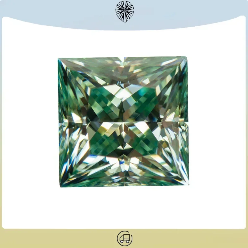 Moissanite Stone Natural Yellow Green Colour Princess Cut Lab Created Diamond Gemstone Pass Diamond Tester with GRA Certificate