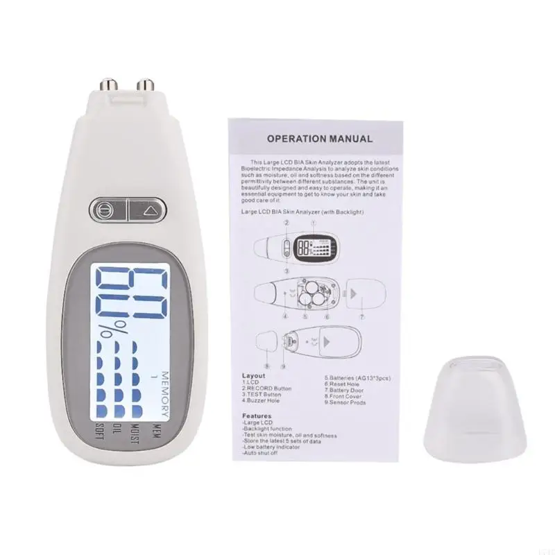

Digital Skin Detector Moisture Tester Portable Facial Softness Moisture Oil Content Tester Analyzing Device with Backlit