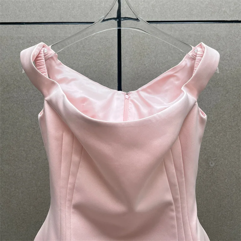 فستان نسائي جديد مثير بدون ظهر فستان قصير لخريف 2025 من الساتان بقصة ضيقة بدون أكمام تنورة قصيرة فساتين الحفلات فساتين السهرة #3