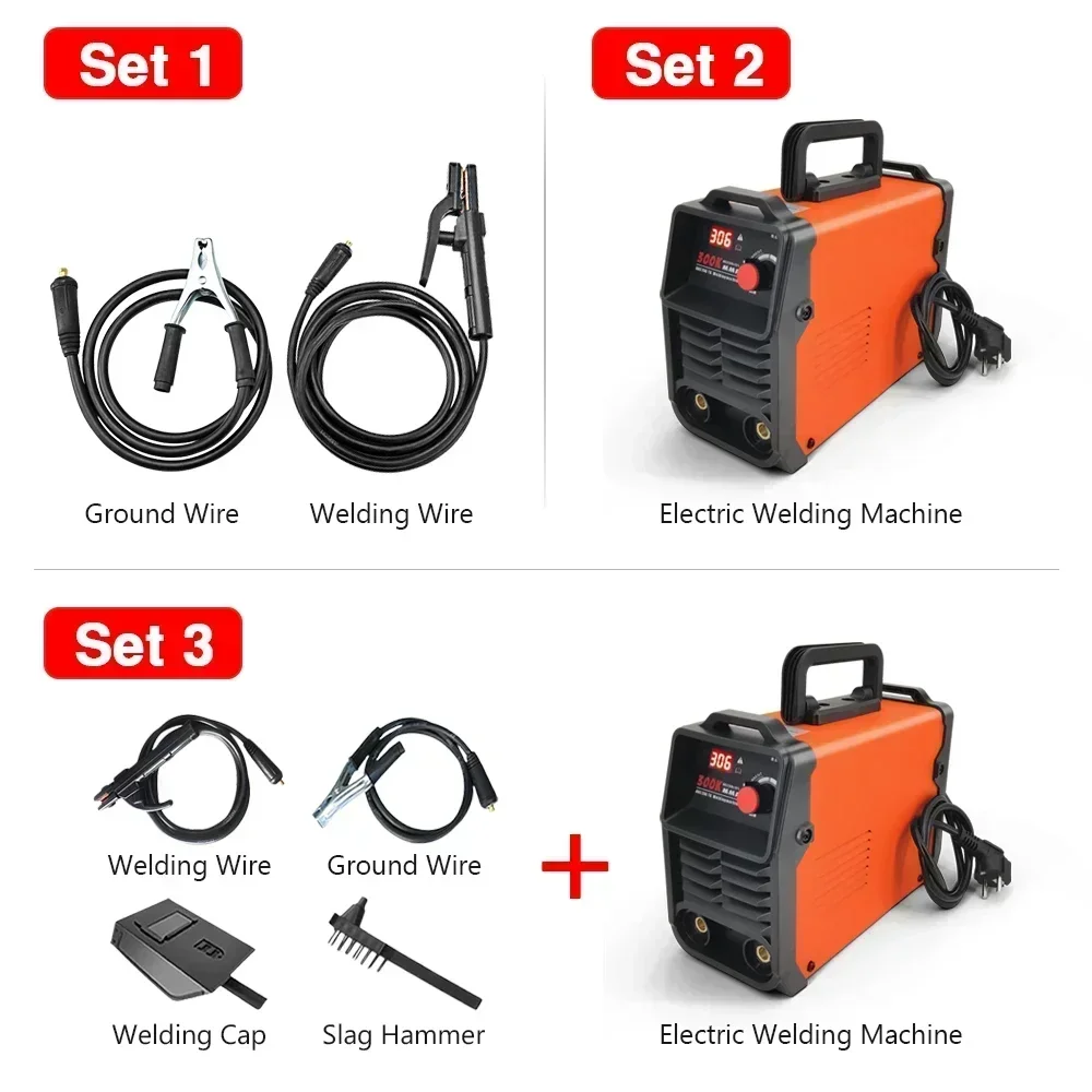 Welding Machine 220V Digital Display LCD Hot Start Welding Machines 300A ARC Welder Machine with Electrode Holder Wire for Home