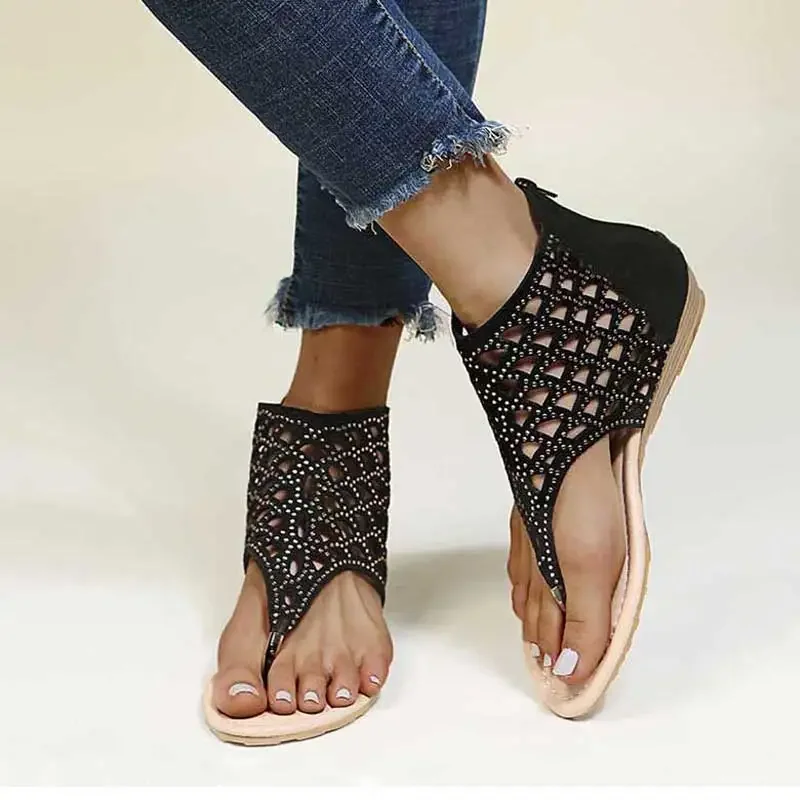 Kobiety drążą płaskie buty Casual Ladies Cover Heel Zip sandały klapki klapki damskie 2021 letnie buty na plażę Plus rozmiar 43