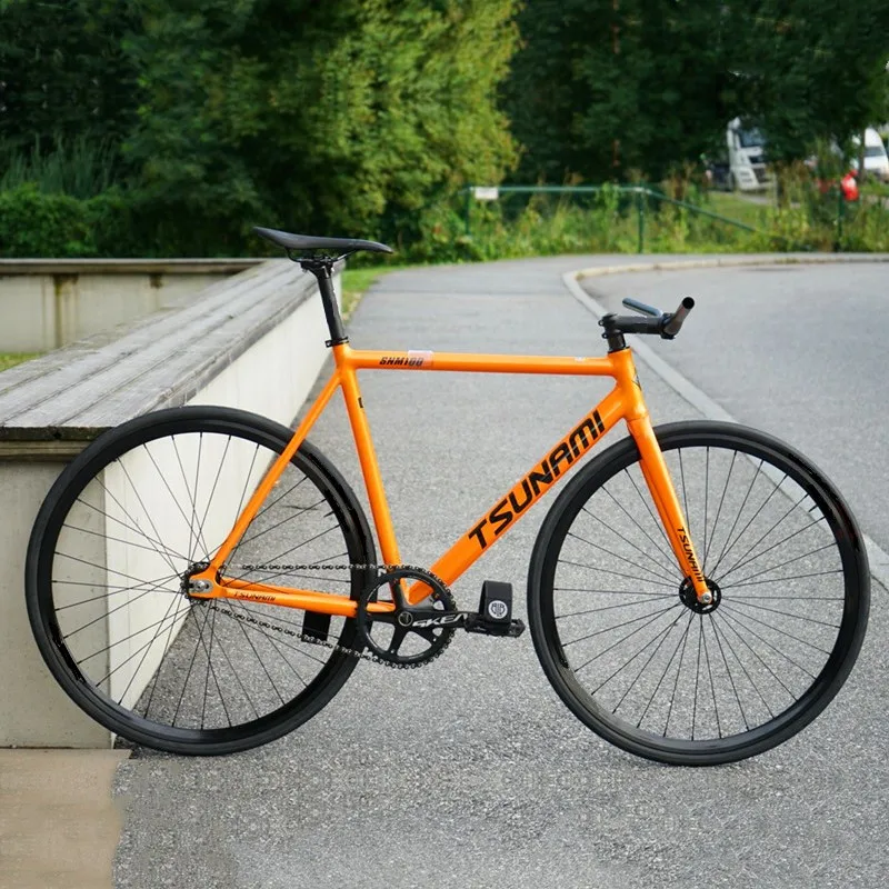 Tsunami SNM100 Fixie bici a scatto fisso pista singola velocità biciclette da corsa 700C telaio in alluminio parti di ciclismo personalizzabili senza freno