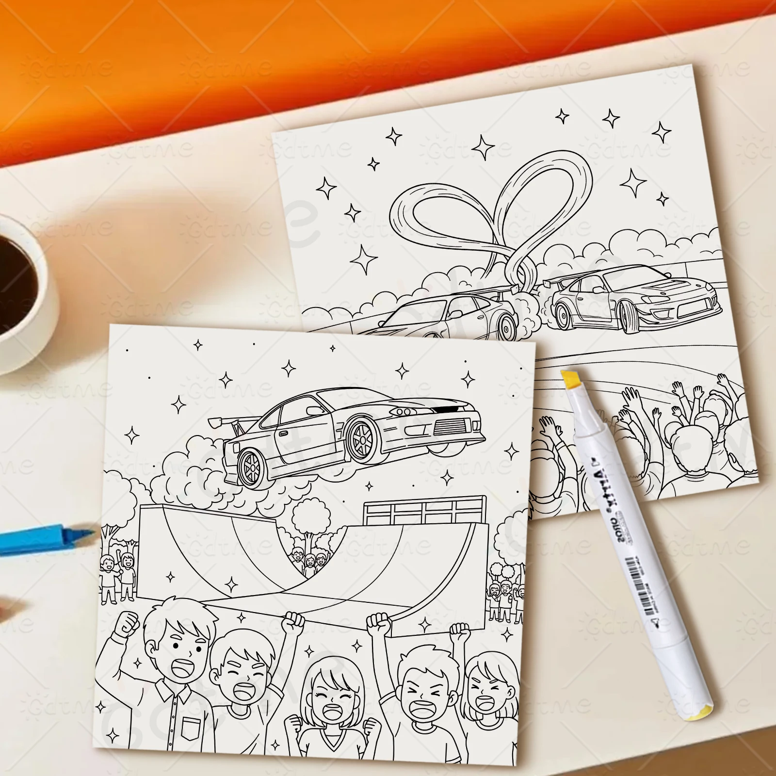 ANIMATED DRIFT CAR Malbuch Simple Joys Stressabbau-Zeichenbuch Perfektes Geschenk für Party und Geburtstag Weihnachten – Detail 9