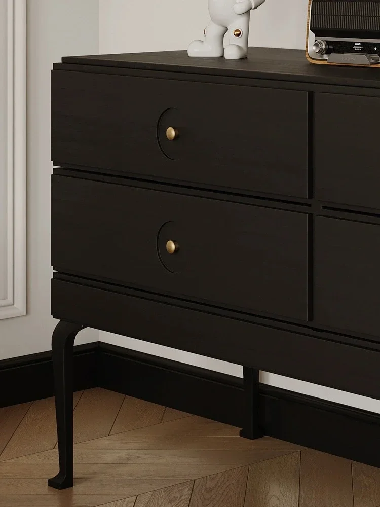 خزانة جانبية لتناول الطعام بتصميم كلاسيكي فرنسي، خزانة جانبية سوداء مدخنة إيطالية، خزانة الشرفة، خزانة غرفة النوم، قسم غرفة المعيشة #4