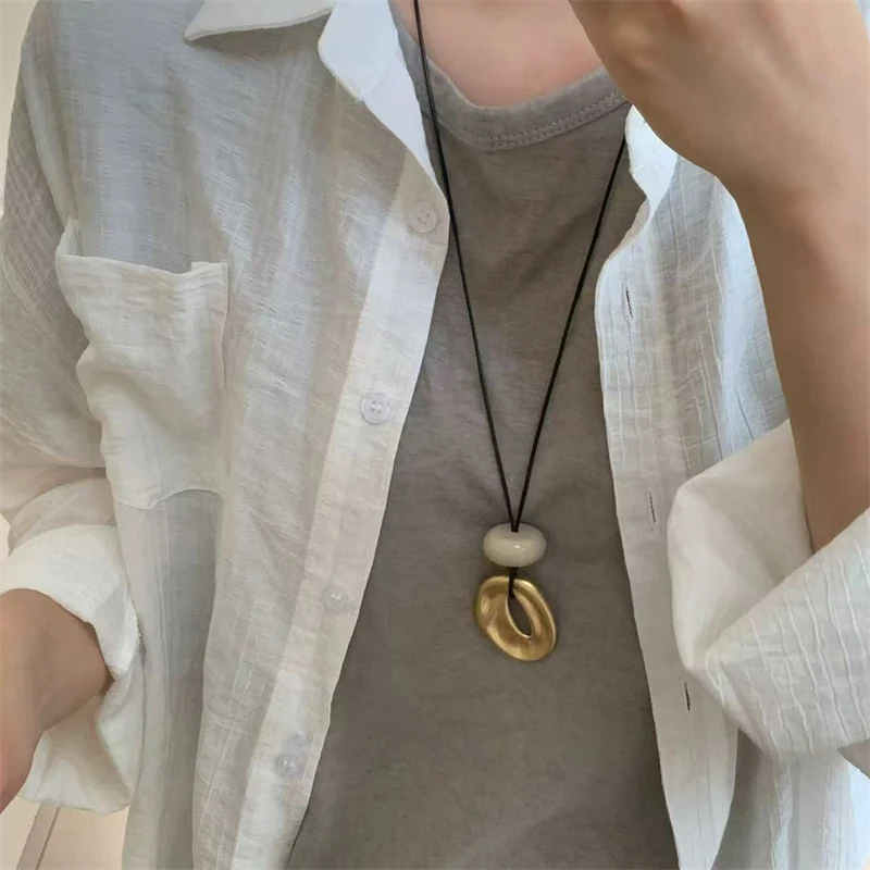 Irregular Pendant Jewelry For Women Exquisite Simple Rope Chain Long Necklace Adjustable Casual Versatile Accessories_maomaolike.com