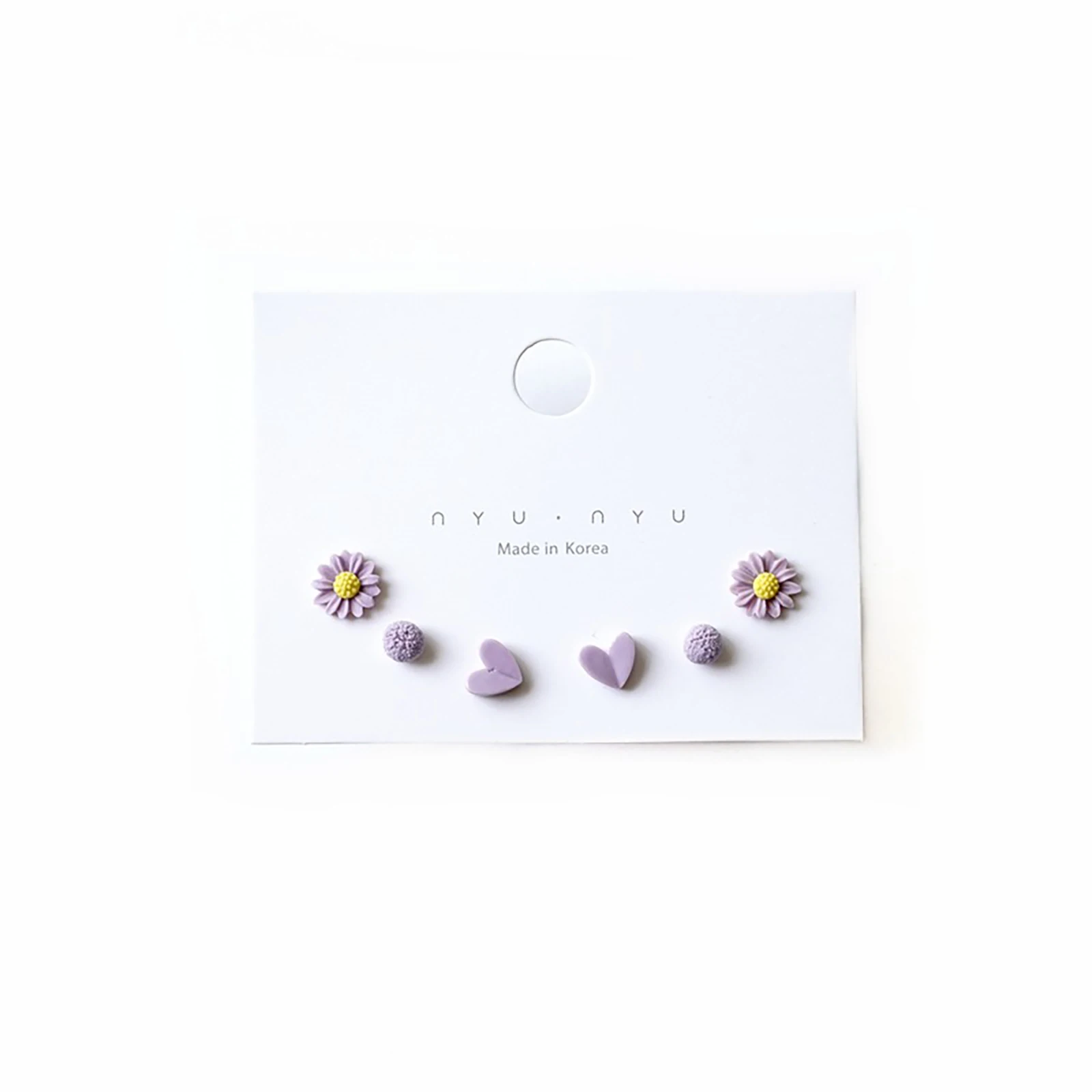3pairs/set Ceramic Ear Post Stud Earrings Mixed Color Round Flower Star Airplane Universe Planet Earring Girl Women Ear Jewelry