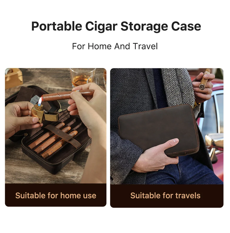 Contact's Family Echtes Leder Zigarre Reiseetui Halter Männer mit Feuerzeugschneider Tasche Humidor Box Zigarre Zubehör Geschenkset – Detail 10