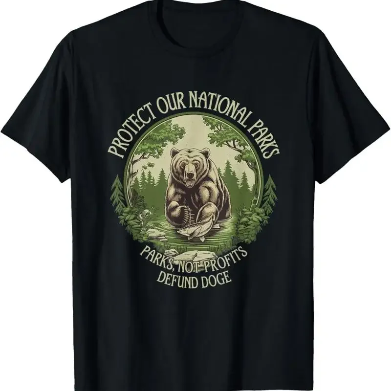 Schützen Sie unsere Nationalparks Defund Doge Retro Vintage Grizzly T-Shirt