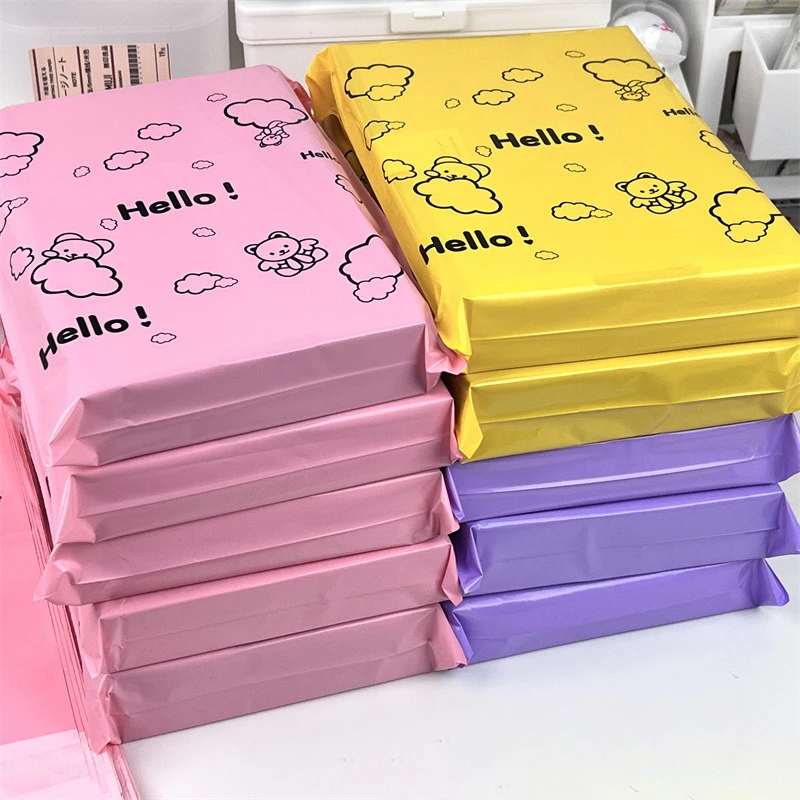 10Pcs Colorful Bear Courier Bag Envelope Packaging Bags Pink Waterproof Self Adhesive Seal Pouch Shipping Mailing Transport Bag