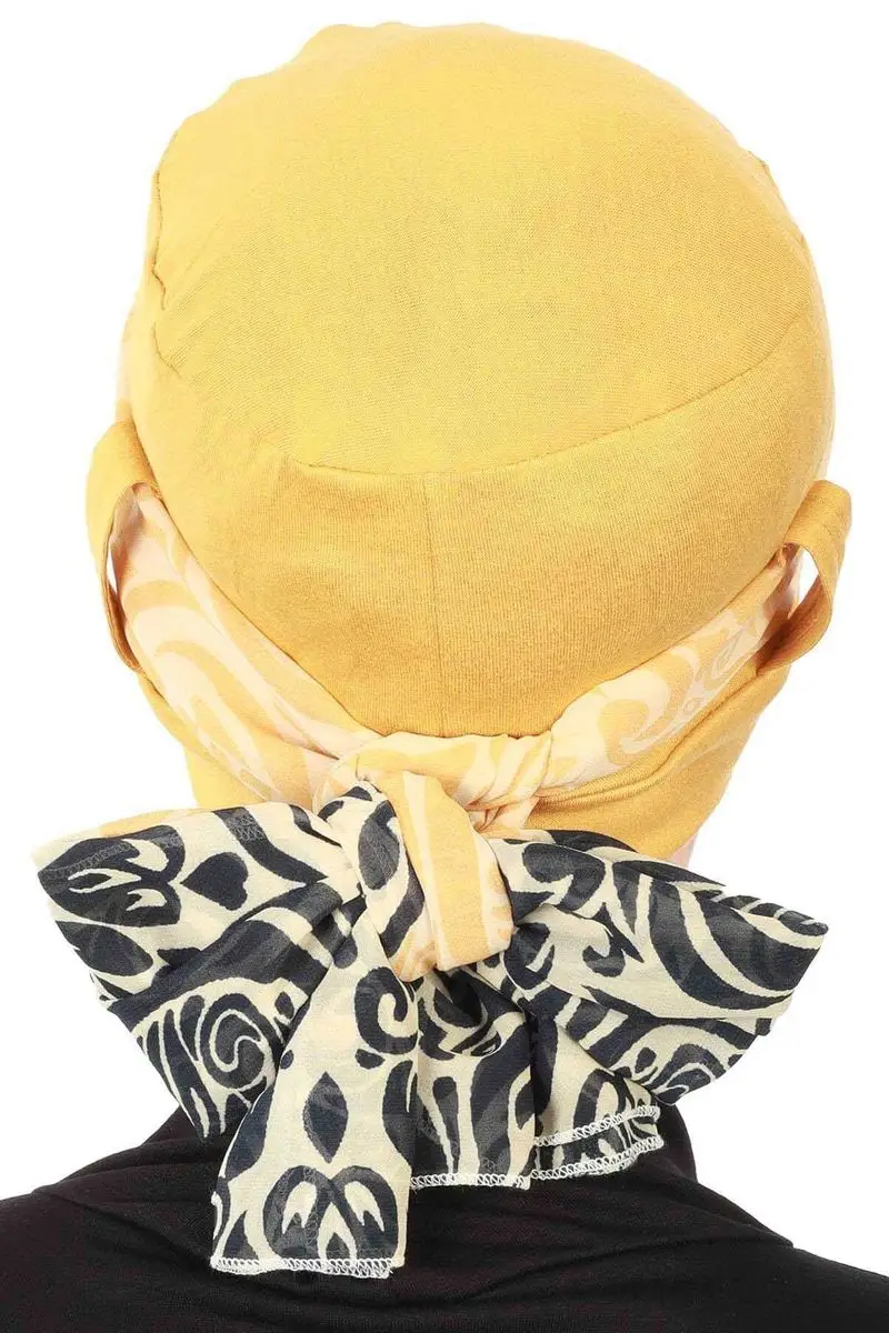 Chiffon belted combed Bone patterned mustard