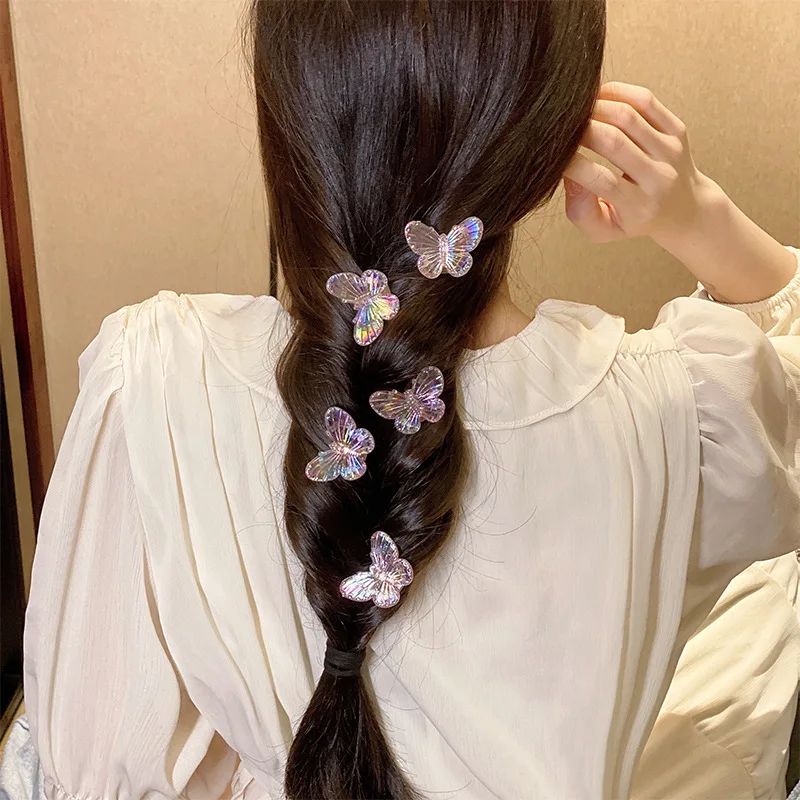 Korean Version 2023 Plastic Butterfly Duck Beak Clip Five-piece Birthday Party Creative Hair Clip Girl Cute Hair Accessories Set