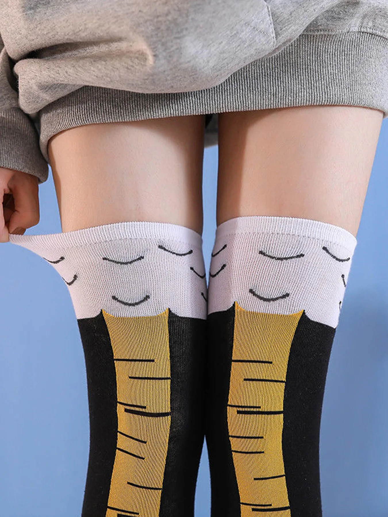 3 Pair Of Women's Thigh Socks Funny Cat Claw Long Leg Socks Cute Streetwear