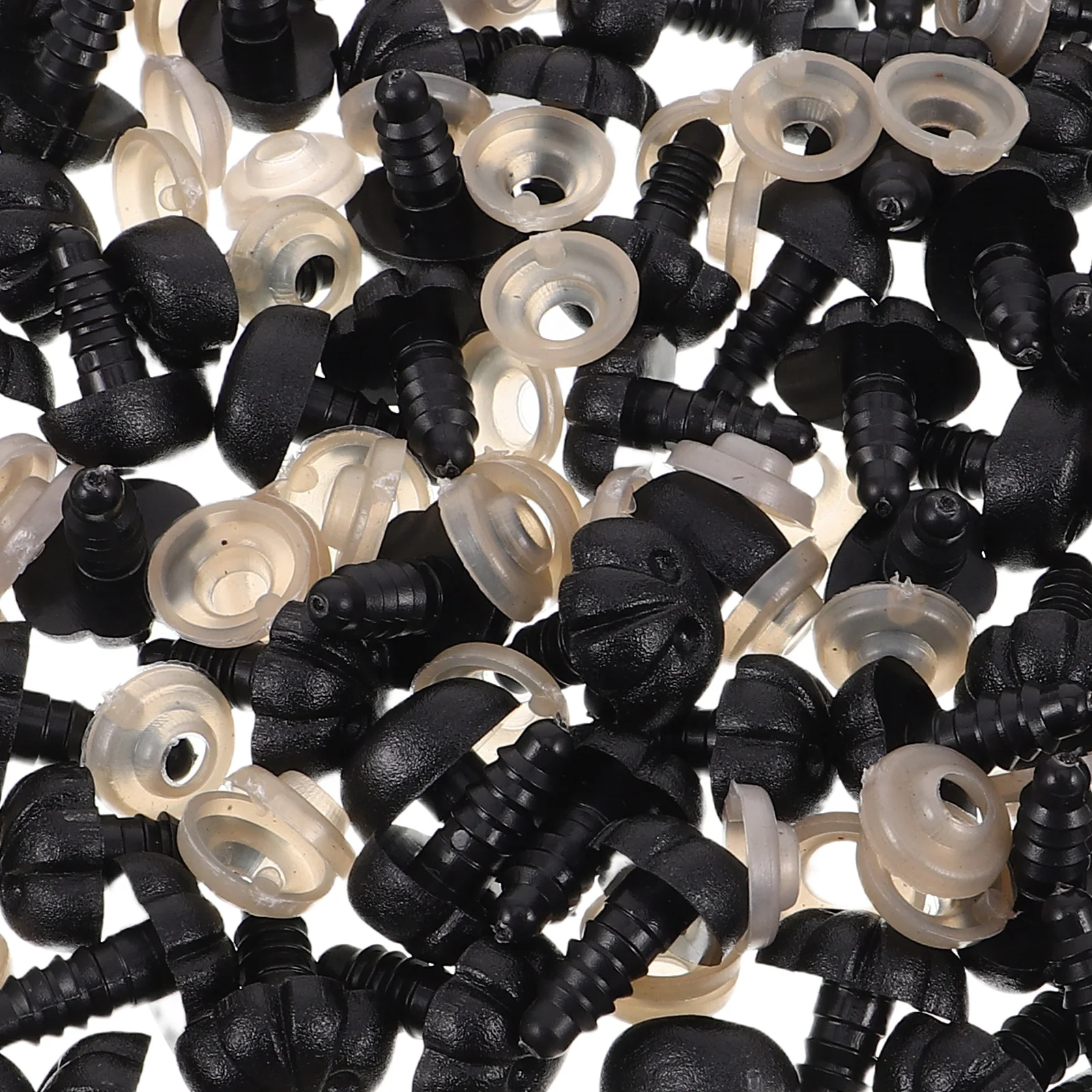 100セット ブラック プラスチック製 鼻 直接挿入 アミグルミ 編みぐるみ ぬいぐるみ 製作用アクセサリー
