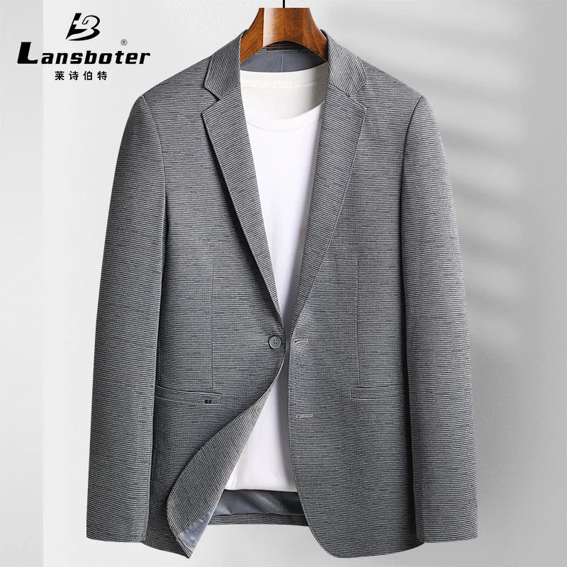 Spring New Suit Men's Jacket Jacquard Stretch Korean Version Versatile Casual Jacket For Middle And Young People